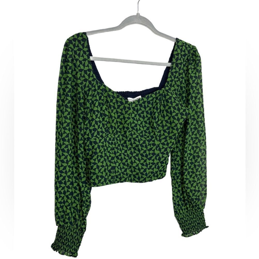 Abercrombie & Fitch Geometric Print Long Sleeved Crop Blouse, Medium